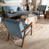 Baxton Studio Asta Light Blue Velvet Walnut Finished Wood 3-PC Living Room Set 160-9942-9944